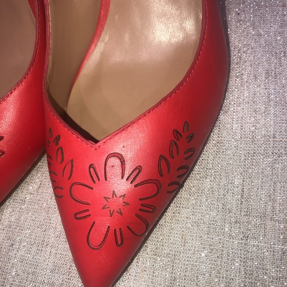 BANANA REPUBLIC/ red toe pointed leather heels - Picture 6 of 11